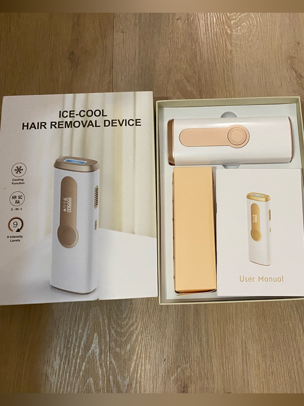 NWOT Ice-Cool Hair Removal Device - White & Rose Gold